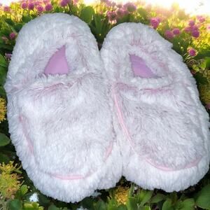 Warmies Microwavable Slippers Lavender Scented Pink Marshmallow Plush 6-10 Spa